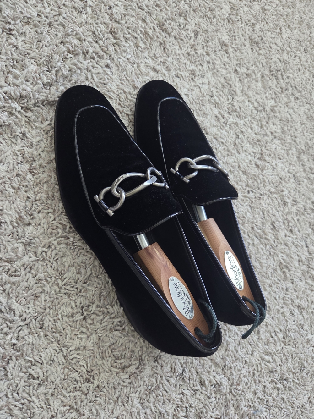 Salvatore Ferragamo Black Velvet Loafers with Silver Horsebit